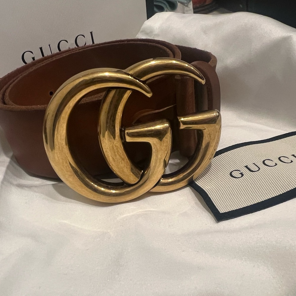 Gucci GG Marmont Wide Belt Brown